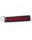 Usuń przed lotem breloczek czerwony haft dostosuj brelok brelok na prezenty w lotniczym stylu brelok kluczowe tagi etykieta sleu