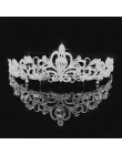 2019 kobiet księżniczka opaska z koroną Crystal tiara z kryształkami i koronami opaska do włosów biżuteria srebrne ślubne akceso