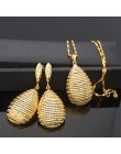 Złoty kolor kolczyk wisiorek biżuteria ustawia nowy projekt dla afrykańskich kobiet naszyjnik kamień wisiorek