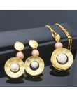Złoty kolor kolczyk wisiorek biżuteria ustawia nowy projekt dla afrykańskich kobiet naszyjnik kamień wisiorek