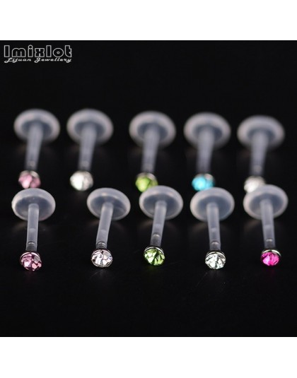 10 sztuk Bioplast elastyczne Labret Lip pierścień ucha Helix Tragus chrząstki szpilki Piercing mieszane kolor Piercing biżuteria