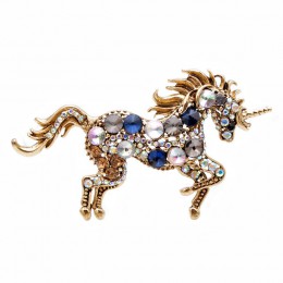 CINDY XIANG 7 kolory wybierz koń z kryształu górskiego broszki dla kobiet jednorożec broszka Pin zwierząt biżuteria płaszcz w st