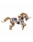 CINDY XIANG 7 kolory wybierz koń z kryształu górskiego broszki dla kobiet jednorożec broszka Pin zwierząt biżuteria płaszcz w st