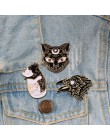 Moda czarny ciemny zwierząt broszka przypinki śliczne przytulanie koty Eagle Lapel emalia pin odznaki kurtki Bat biżuteria kobie