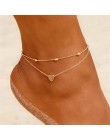 FNIO dwuwarstwowy łańcuszek z sercem w stylu złoto/srebro kolorowe bransoletki na kostkę dla kobiet bransoletki letnie boso sand
