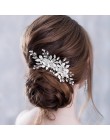 Kwiat z pałąkiem na głowę ślubne akcesoria do włosów srebrny kwiat Rhinestone dla nowożeńców opaska tiara grzebień do włosów spi