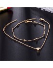 FNIO dwuwarstwowy łańcuszek z sercem w stylu złoto/srebro kolorowe bransoletki na kostkę dla kobiet bransoletki letnie boso sand