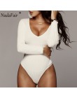Nadafair Off ramię żebra dzianiny Sexy Body kobiety 2019 jesień biały czarny długi rękaw Body zimowe Body topy Femme