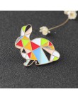 Moda Origami żuraw królik pingwin słoń kot Goose Whale koń broszki kolorowe łączenie zwierząt emalia szpilki odznaki biżuteria