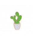 Moda kaktus animowany broszki śliczne Mini donica na rośliny emalia dla kobiet Denim kurtki przypinki na klapę kapelusz odznaki 