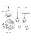 ANENJERY 925 Sterling Silver Jewelry Sets kształt zaokrąglony cyrkon kropla wody naszyjnik + kolczyki dla kobiet prezent