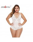 SEBOWEL Plus rozmiar kwiecista koronka głębokie V body kobieta czarny/biały 2020 kobieta Backless body na ramiączkach ubrania La