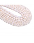 Naturalne perły słodkowodne koraliki wysokiej jakości 34cm ryż kształt dziurkacz luźne koraliki dla DIY elegancki naszyjnik bran