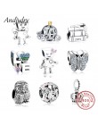 925 srebro Robot dziewczyna Bella Bot Charms pasuje oryginalny Pandora Charms bransoletka z koralików wisiorek DIY tworzenia biż