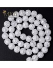 Białe pęknięte kwarcowe koraliki z naturalnego kamienia koraliki do wyrobu biżuterii 6 8 10 12mm kryształowe kule Diy bransoletk