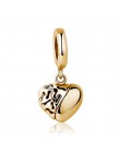 Moda różowe złote drzewo pióro serce wisiorki koraliki Fit oryginalna bransoletka pandora kobiety 925 Sterling Silver biżuteria 