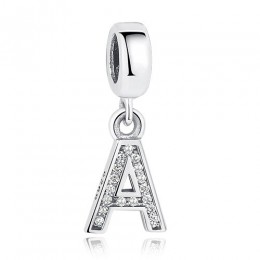 BELAWANG 925 srebro koraliki z literami fit Pandora Charms srebro 925 oryginalny kryształ alfabet A-Z zawieszka w kształcie lite