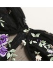 ArtSu fioletowy w kwiaty haft koronkowe body kobiet łuk Strappy seksowna siatka kombinezon przezroczysty Bodycon Romper ASJU6020