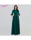 S. FLAVOR kolor zielony kobieta O-Neck długa sukienka styl boho Slim Vestidos Vintage 3/4 latarnia rękaw w stylu casual, letnia 