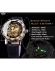 Zwycięzca czarnego złota Retro świetliste dłonie moda diament wyświetlacz mężczyzna mechaniczny szkielet zegarki Top marka ekskl