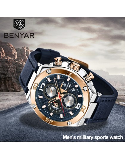 BENYAR 2020 nowe kwarcowe zegarki męskie wielofunkcyjne sportowe chronograf mężczyźni top luksusowa marka wrist watch Relogio Ma