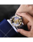Zwycięzca czarnego złota Retro świetliste dłonie moda diament wyświetlacz mężczyzna mechaniczny szkielet zegarki Top marka ekskl
