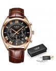LIGE zegarek dla mężczyzn Top marka luksusowy wodoodporny 24 godziny data zegar kwarcowy brązowy skórzany zegarek sportowy Relog