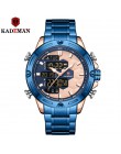 KADEMAN nowa piłka nożna Inspire Sport zegarek luksusowa moda męska stalowe zegarki TOP marka podwójny ruch LCD zegarek męski Re
