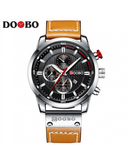 DOOBO nowy top marka luksusowa moda pasek skórzany na co dzień mężczyźni zegarki kwarcowe data mężczyzna zegarki na rękę zegar M