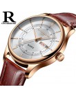 Wysokiej jakości tarcza z różowego złota zegarek męski skórzany wodoodporny 30M zegarki moda biznesowa japonia mechanizm kwarcow