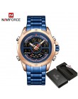 Nowy zegarek NAVIFORCE mężczyźni wojskowy Sport LED cyfrowy kwarcowy zegarek data 30M wodoodporny stalowy pasek zegar Relogio Ma