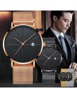 Najnowszy prosty męski zegarek ze stali nierdzewnej klasyczne kwarcowe zegarki z datą biznes swobodna siateczka pasek na rękę mę