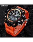 Mężczyźni sport zegarki marka boamigo cyfrowy LED pomarańczowy szok pływać kwarcowe gumowe zegarki na rękę wodoodporny zegar Rel