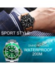 Nowy LOREO Water Ghost Series klasyczny niebieski Dial luksusowe automatyczne zegarki męskie ze stali nierdzewnej 200m wodoodpor
