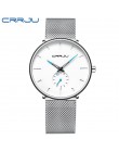 Zegarek męski zegarek CRRJU kobiety i Top marka luksusowa słynna sukienka zegarki moda Unisex Ultra cienki zegarek Relojes Para 