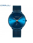 Zegarek męski zegarek CRRJU kobiety i Top marka luksusowa słynna sukienka zegarki moda Unisex Ultra cienki zegarek Relojes Para 