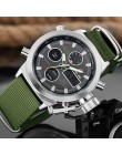 Moda marka mężczyźni sport zegarki z nylonowym paskiem cyfrowy analogowy zegarek armia wojskowy wodoodporny mężczyzna LED Relogi