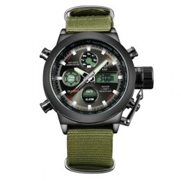 Moda marka mężczyźni sport zegarki z nylonowym paskiem cyfrowy analogowy zegarek armia wojskowy wodoodporny mężczyzna LED Relogi