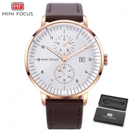 MINI FOCUS męskie zegarki Top marka luksusowy zegarek kwarcowy mężczyźni kalendarz biznes skórzany relogio masculino wodoodporny
