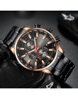 CURREN czarne złoto zegarek dla mężczyzn moda zegarek sportowy kwarcowy chronograf zegarki z datą zegarek męski ze stali nierdze