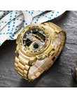 Relogio Masculino 2019 złoty zegarek mężczyźni luksusowej marki złoty wojskowy zegarek męski wodoodporna stal nierdzewna cyfrowy