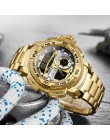 Relogio Masculino 2019 złoty zegarek mężczyźni luksusowej marki złoty wojskowy zegarek męski wodoodporna stal nierdzewna cyfrowy