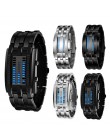 Luksusowe miłośników zegarków mężczyźni kobiety ze stali nierdzewnej niebieski binarny świecące LED wyświetlacz elektroniczny Sp