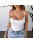Nadafair Sexy Body z odsłoniętymi ramionami kobiety 2020 lato topy Skinny Spgahetti pasek Body Plus rozmiar biały czarny kombine