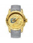 MEGALITH złota rzeźba smoka automatyczny zegarek mechaniczny dla mężczyzn wodoodporny zegarek z paskiem silikonowym zegar Reloje