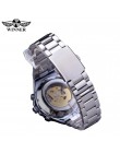 Zwycięzca klasyczna seria złoty ruch stalowy męski szkielet zegarek męski mechaniczny Top marka luksusowa moda zegarki automatyc