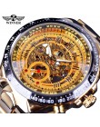 Zwycięzca klasyczna seria złoty ruch stalowy męski szkielet zegarek męski mechaniczny Top marka luksusowa moda zegarki automatyc