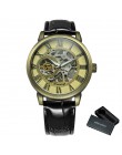 2019 FORSINING 3D Logo czarny złoty męski zegarek mechaniczny Montre Homme człowiek zegarki Top marka luksusowy skórzany zwycięz