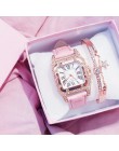 Damski diamentowy zegarek starry luksusowa bransoletka zestaw zegarki damskie Casual skórzany pasek kwarcowy zegarek damski zega