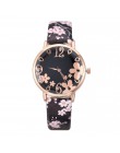 Dziewczyna luksusowy zegarek kobiety nowe mody wytłoczone kwiaty małe świeże drukowane pas tarcza do zegarka kobiet zegarek kwar